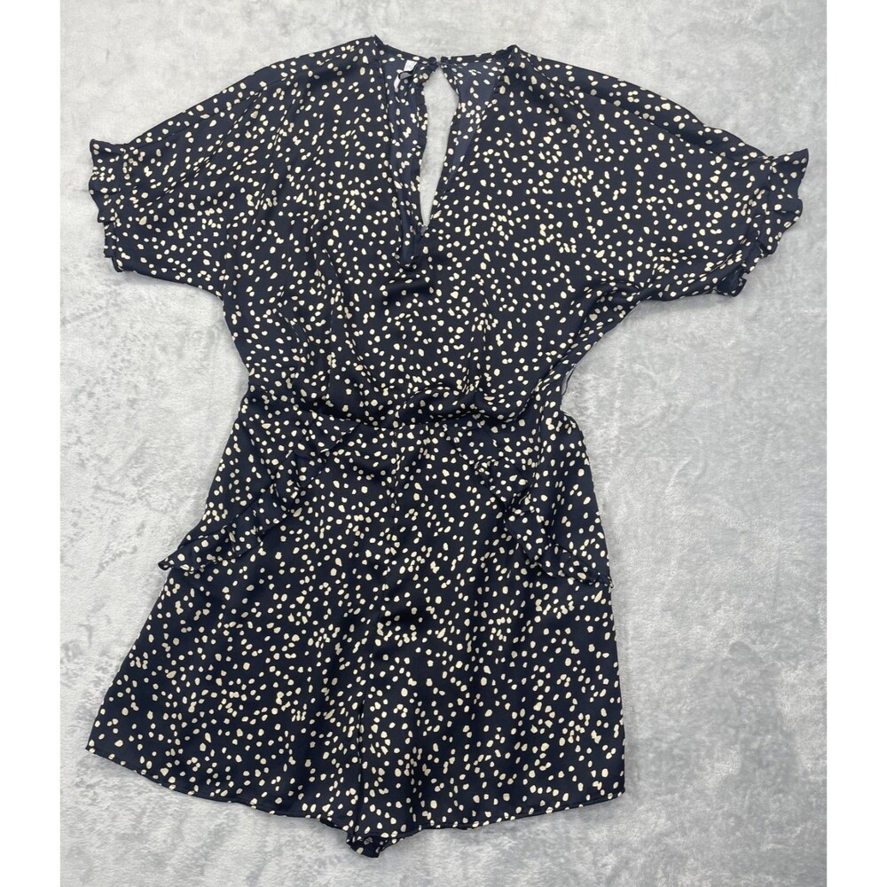 MANGO Polkadot Navy Boho Romper Short Suit